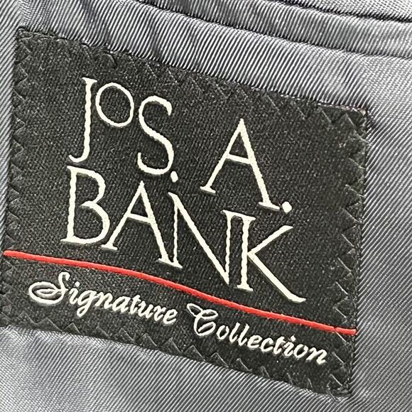 Jos A Bank Signature Collection Gray Blue Plaid Suit Jacket Blazer Wool sz 46R - Picture 16 of 16